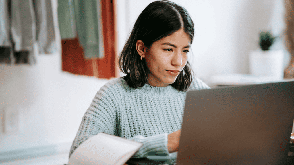 Woman working on laptop 